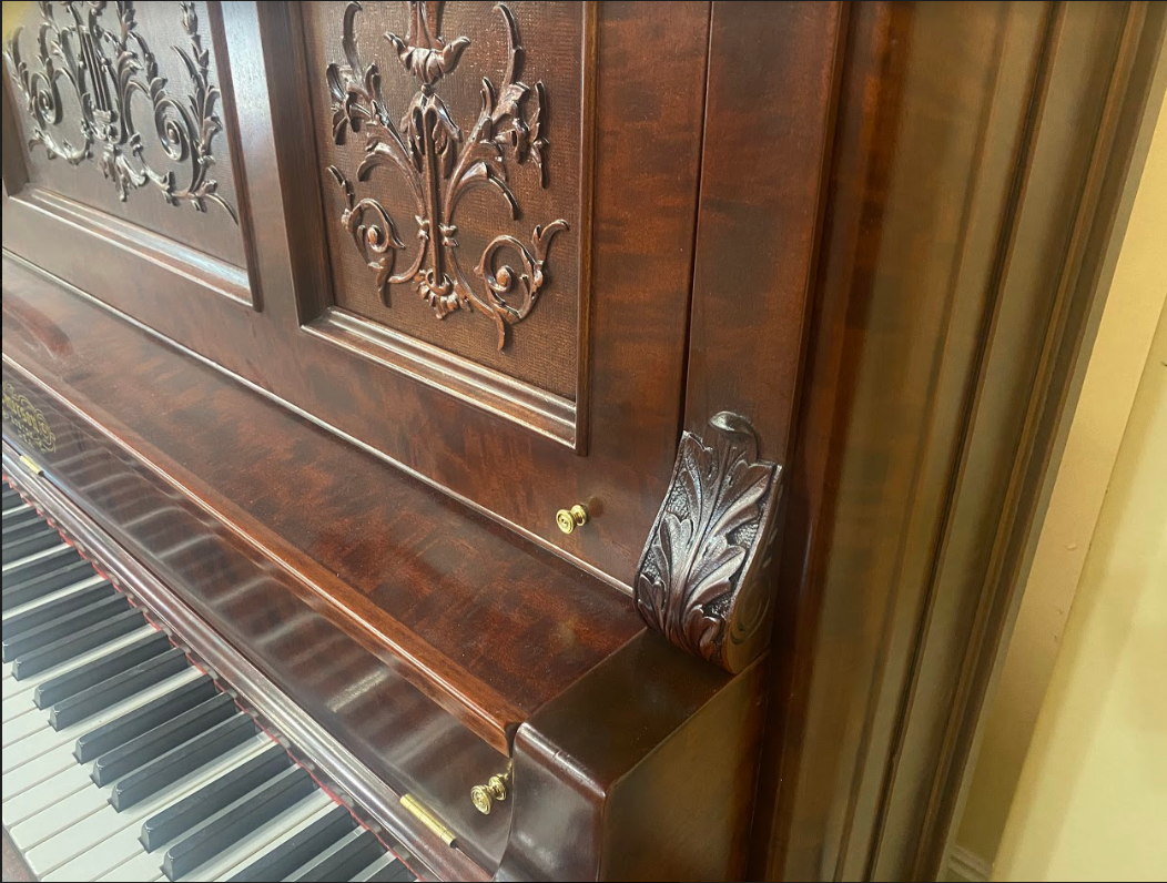 SOLD 1904 Emerson Mahogany Finish Commissioned Upright Piano with QRS Self Playing System