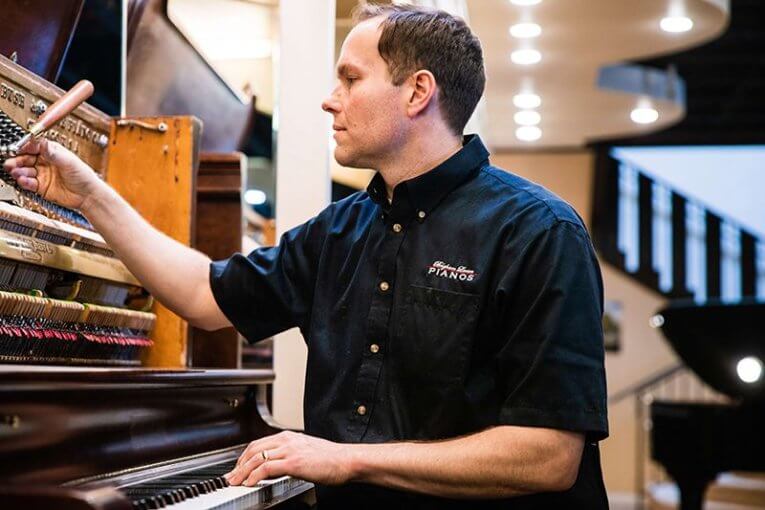 Load video: Brigham Larson shares the story of how he got started in the piano tuning, repair and restoration business.