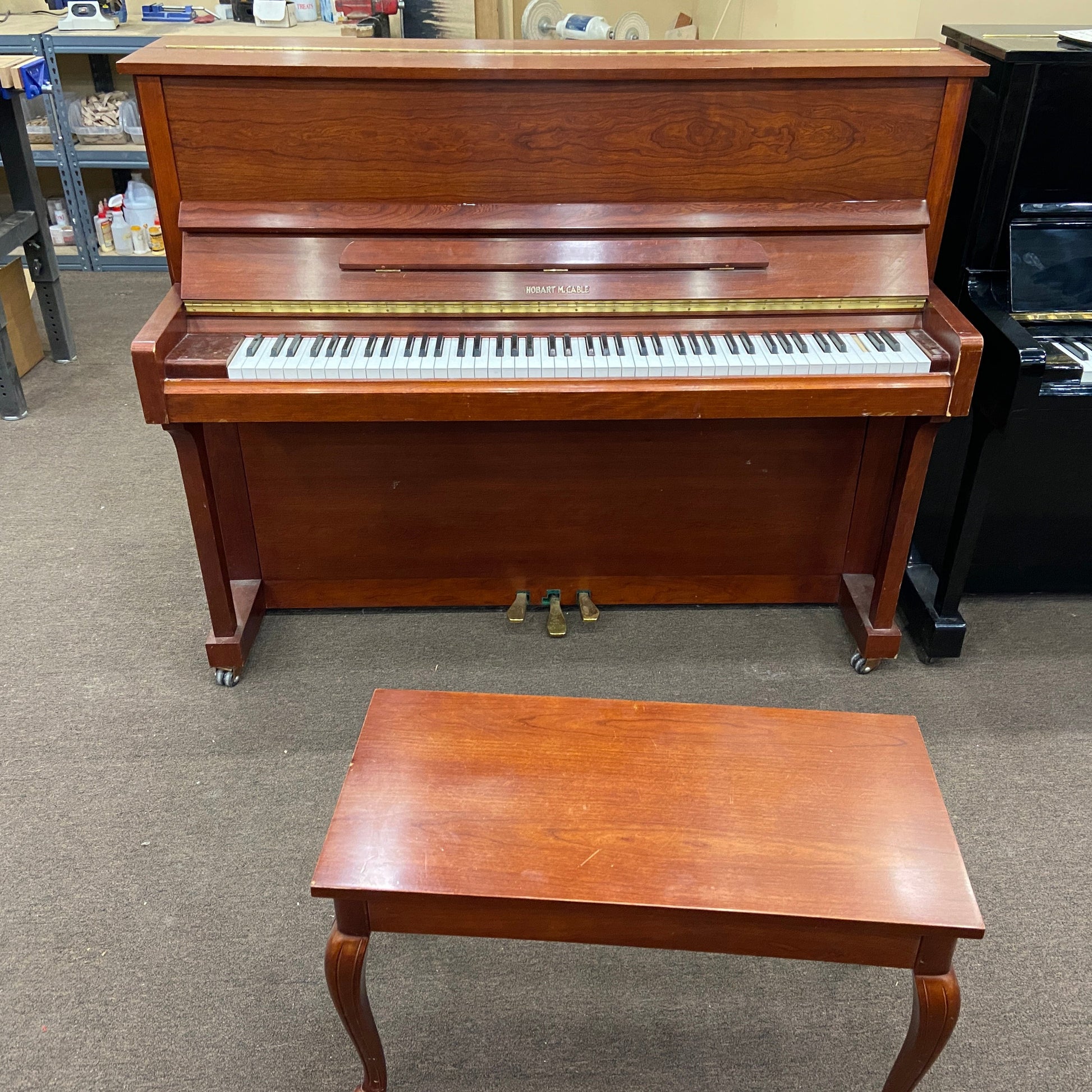 Image 13 of Circa 1990 Hobart M Cable Upright / Polished Mahogany 47" / (GL1439)