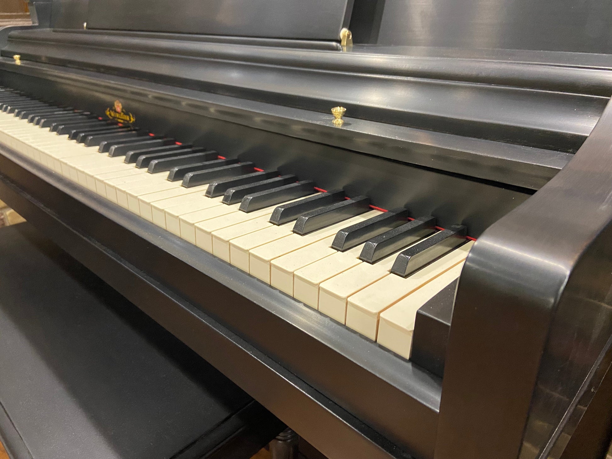 Image 2 of 1954 Wurlitzer spinet / Satin Ebony 37"