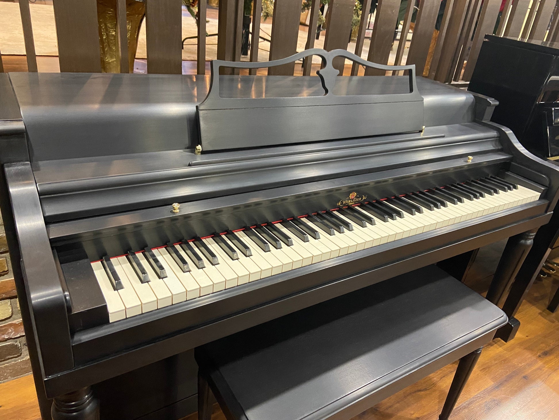 Image 3 of 1954 Wurlitzer spinet / Satin Ebony 37"