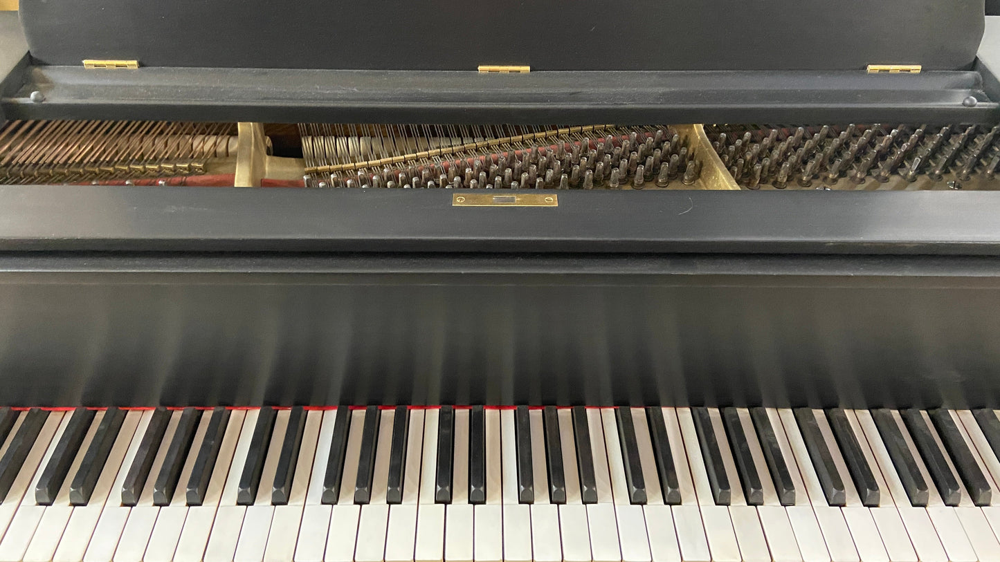 Image 6 of Black Satin Refinished Grand Piano with ORIGINAL Ebony Keytops That Look Like NEW!