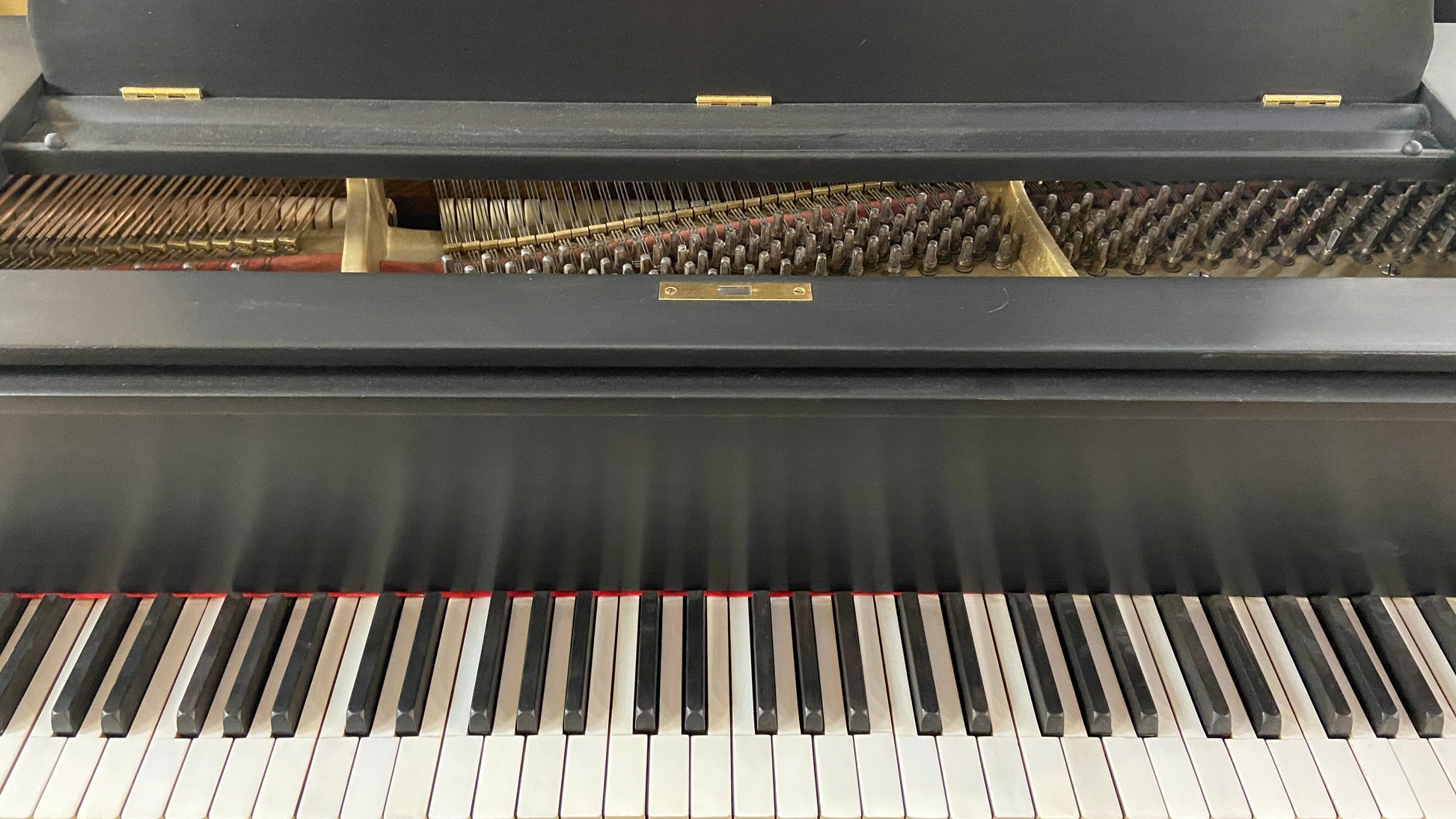 Image 6 of Black Satin Refinished Grand Piano with ORIGINAL Ebony Keytops That Look Like NEW!