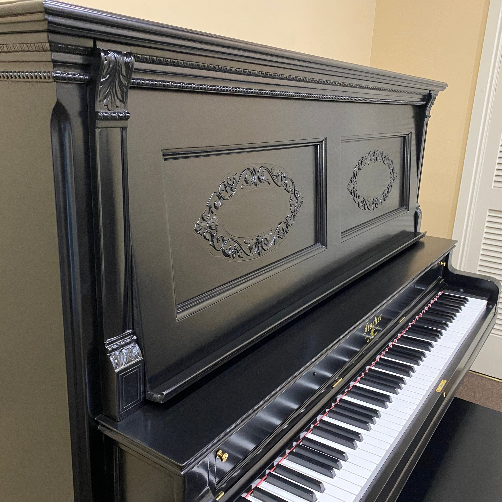 Image 9 of 1903 Fischer 57" Satin Ebony