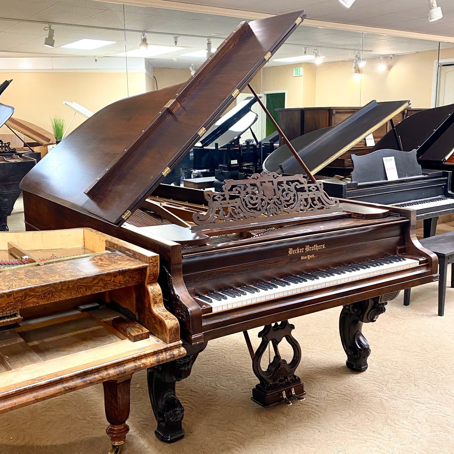 Image 3 of 1869 Decker & Bros Concert Grand 9' with QRS Self Playing System