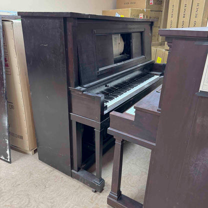 CURRENT SHOP WORK - 1918 Marshall & Wendell 55" Wood Finish Commissioned Upright Piano