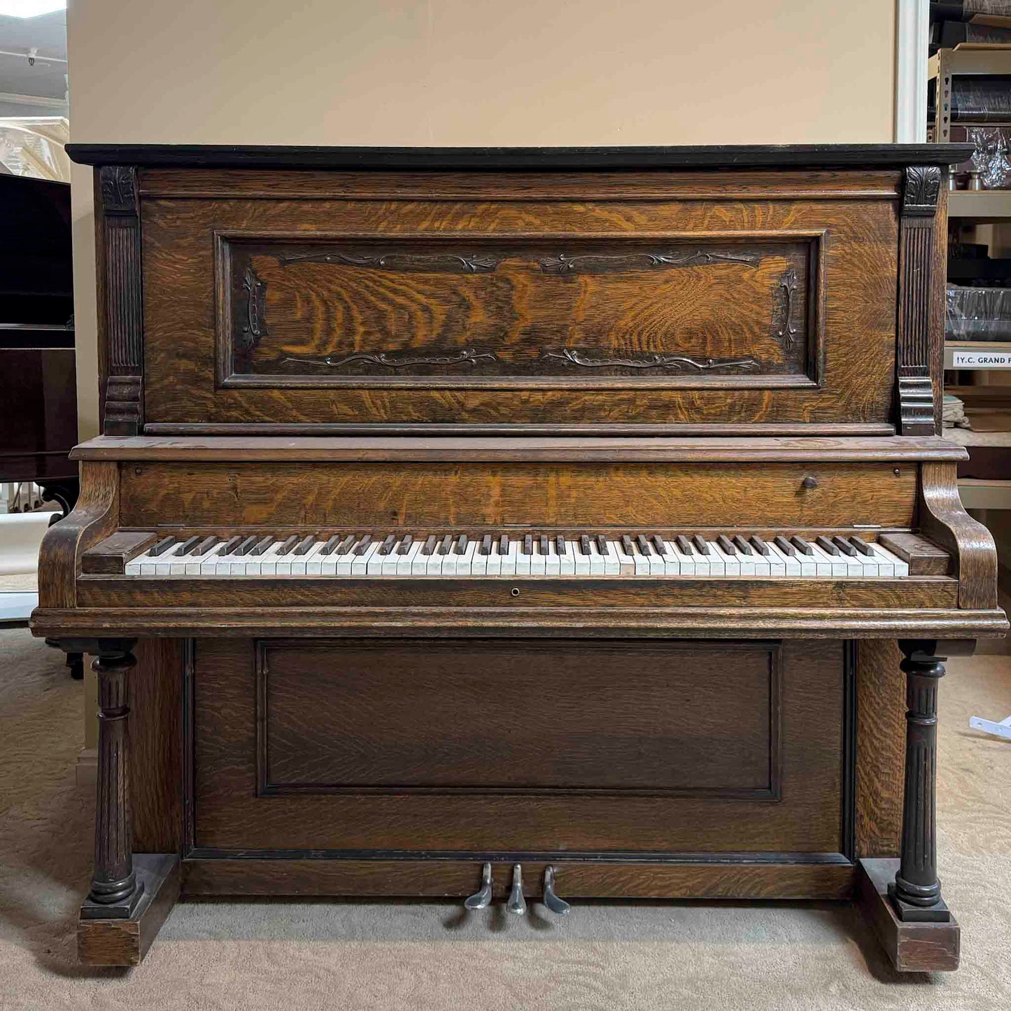 CURRENT SHOP WORK - 1915 Rudolf 56" Wood Finish Commissioned Upright Piano