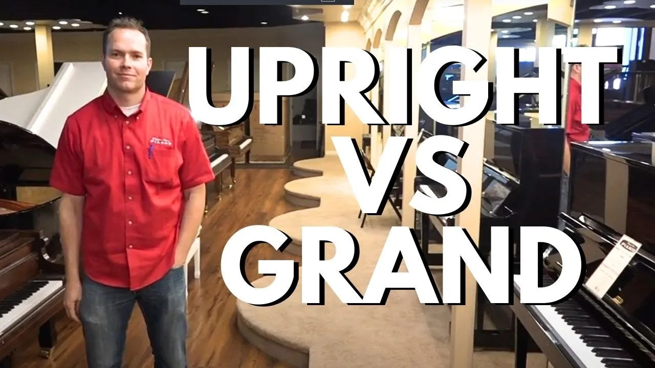 Load video: Brigham Larson, expert piano technician explains how to decide whether to purchase a grand or upright piano?